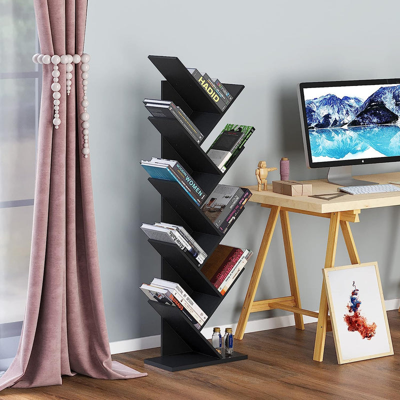 HOMEFORT 9-Shelf Wood Bookshelf Holds Up to 5kgs Per Shelf
