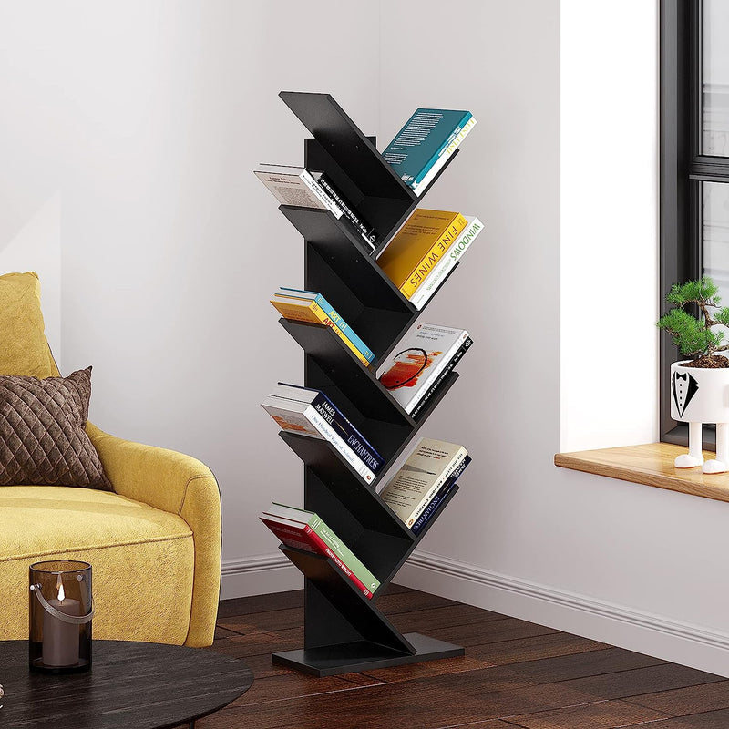 HOMEFORT 9-Shelf Wood Bookshelf Holds Up to 5kgs Per Shelf