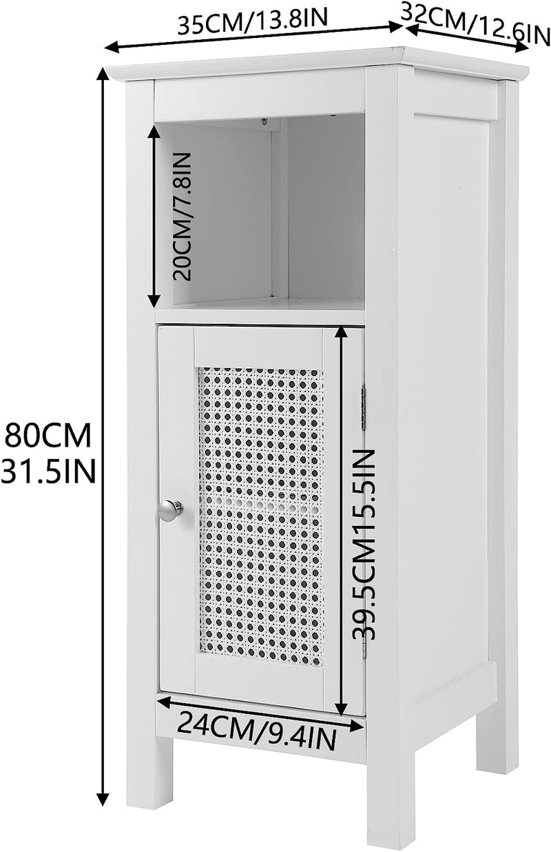 Home Bi Single Door Bathroom Cabinet with Adjustable Shelf (White)