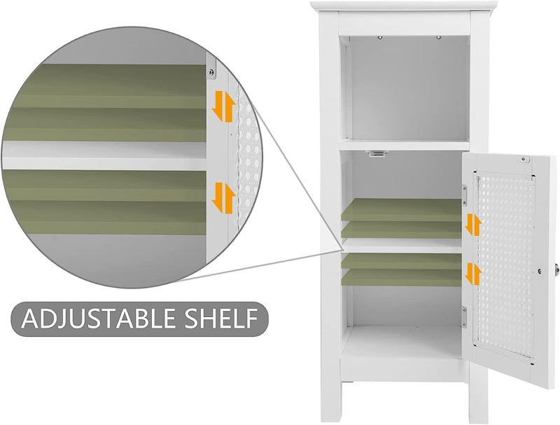 Home Bi Single Door Bathroom Cabinet with Adjustable Shelf (White)