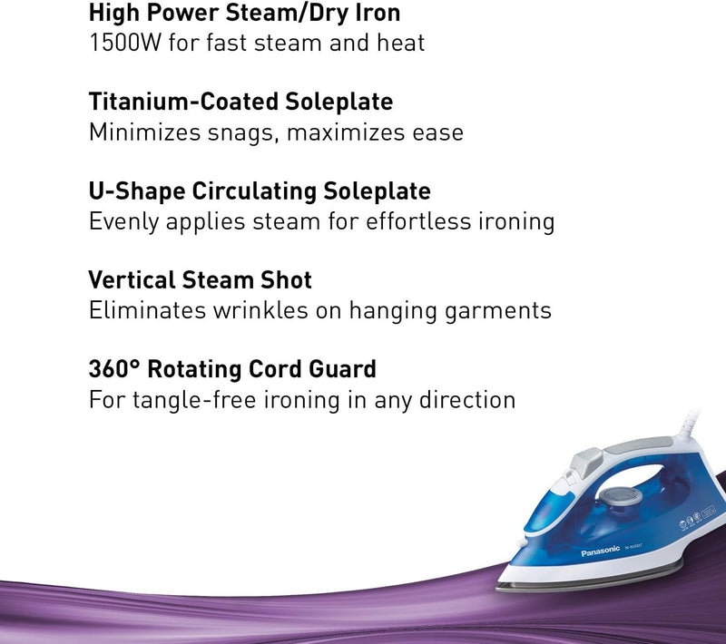 Panasonic NIM300TA Ultra-Light Steam Iron with Power Shot, Blue/White