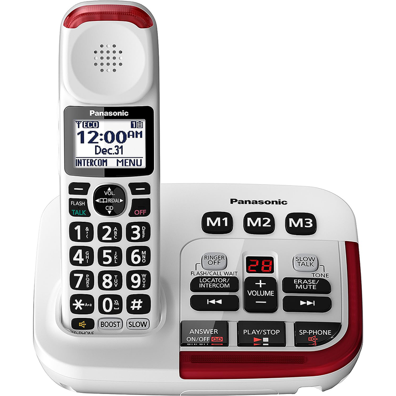 Panasonic KX-TGM470C 1.9GHz Amplified Cordless Phone with Answering Machine [1-Handset] (White) (Refurbished)