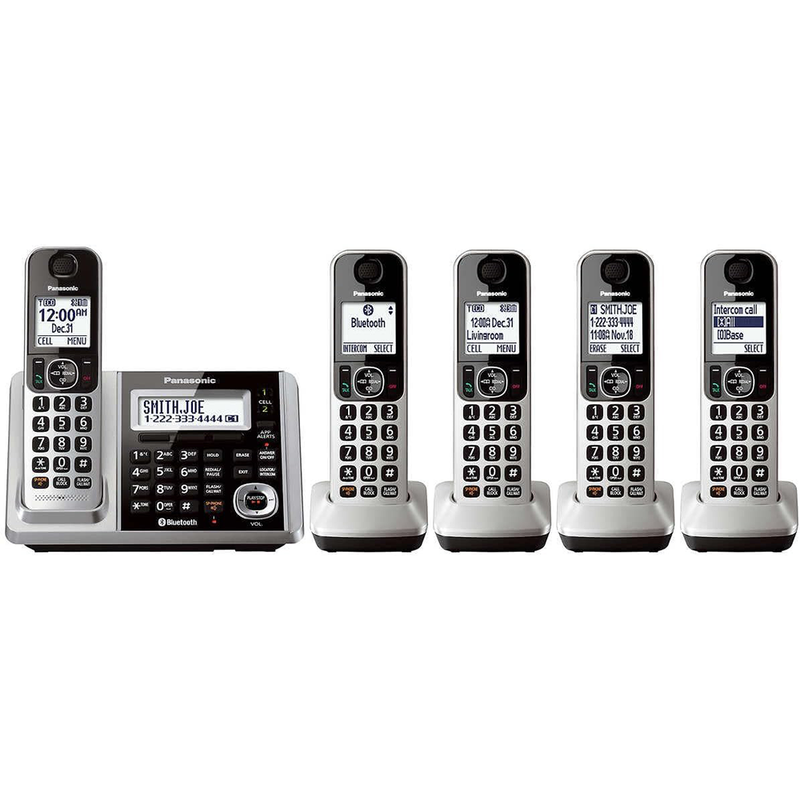 Panasonic KX-TG175CSK Digital Cordless Phone with Answering System Bluetooth [5 Handsets] (Link-To-Cell) (Refurbished)