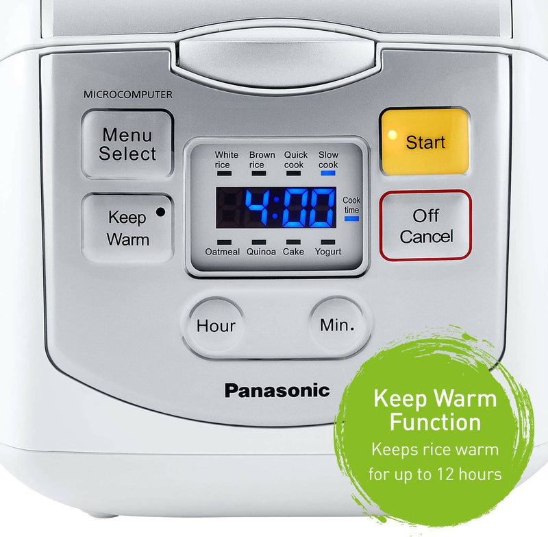 Panasonic SR-ZC075W 4 Cup (Uncooked) Microcomputer Controlled Rice Cooker (White/Silver) (Refurbished)