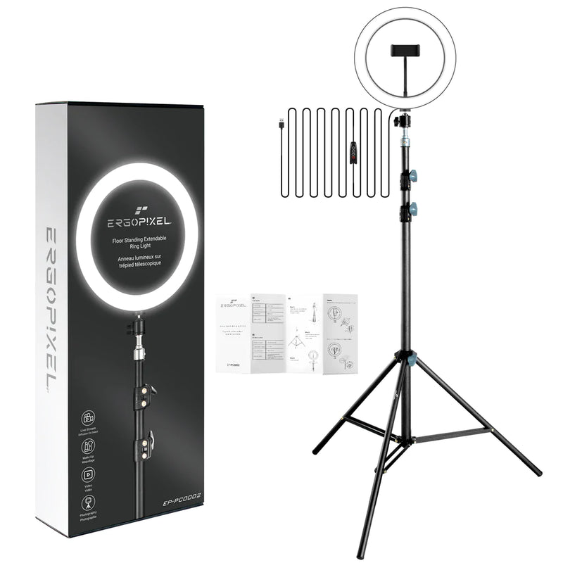 Ergopixel Long Tripod Stand with LED Ring Light (EP-PC0002) - Refurbished