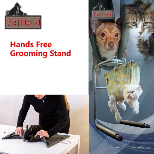 Pethold Hands Free Grooming Stand - Silver