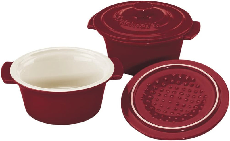 Cuisinart CCB610-2RC 10oz Set of 2 Mini Round Covered Cocottes (Red)