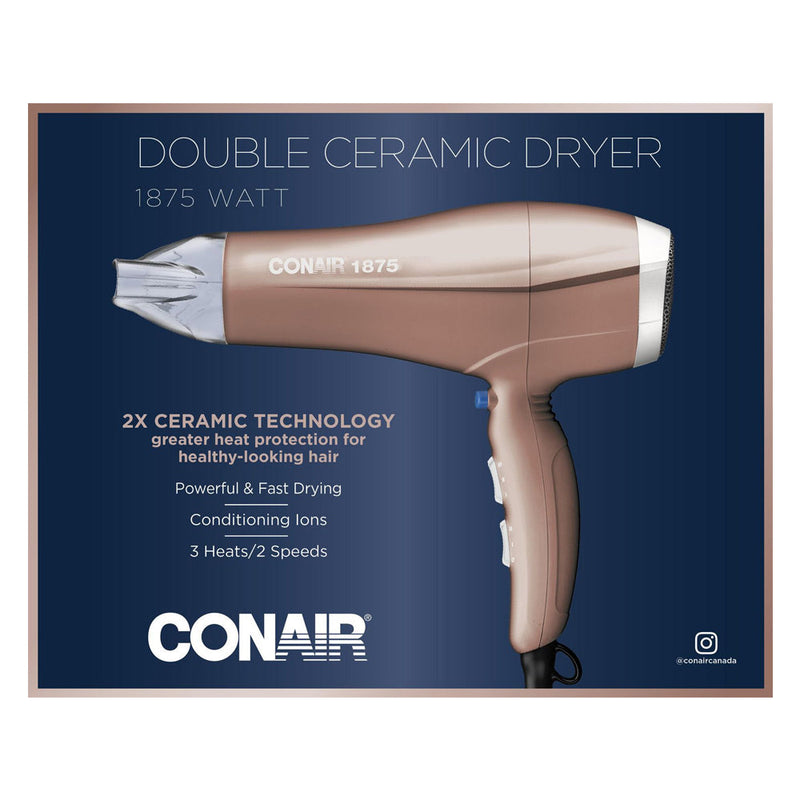 Conair 565DRGC Double Ceramic 1875W Hair Dryer (Rose Gold)