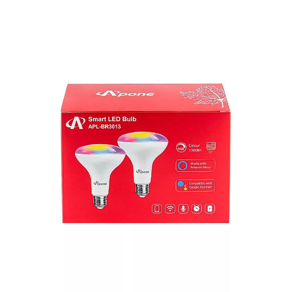 Apone APL-BR3013 Smart Wi-Fi RGB BR3013 LED Light Bulbs (2 Pack)