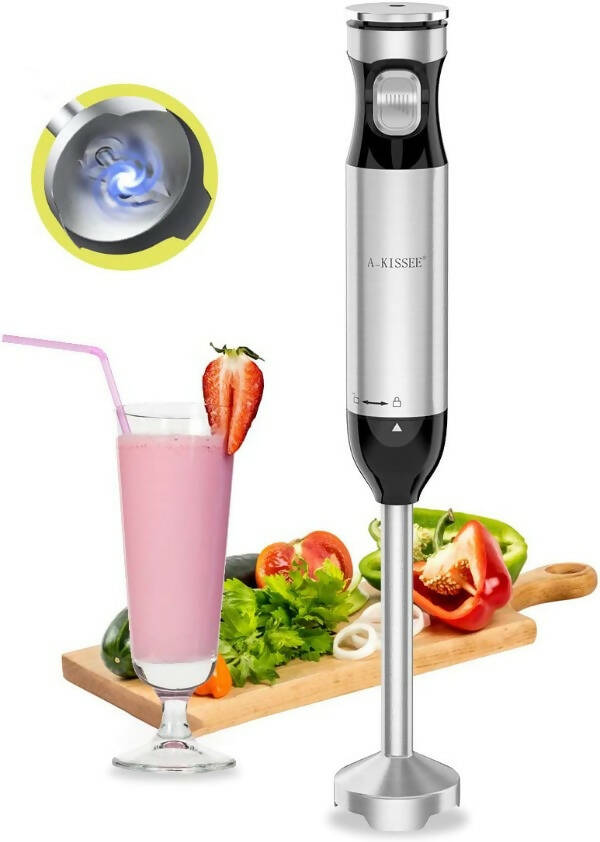 A-KISSEE Multi-Speed Corded Immersion Hand Blender (Stainless Steel) (BPA-Free)
