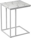 HOME BI C-Shaped Portable End Table for Living Room, Faux Marble
