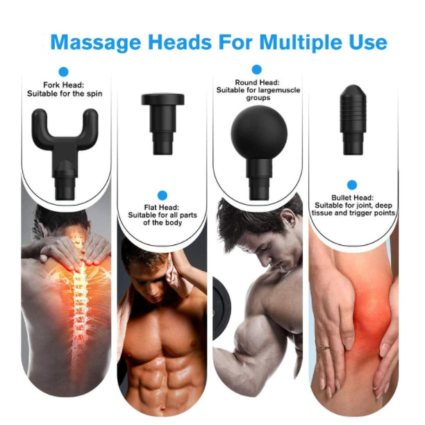 VGI Deep Tissue Percussion Muscle Massage Gun - 6 Speed Levels & 4 Interchangeable Massage Heads