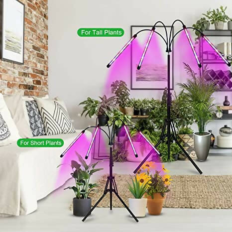 VGI LED Grow Lights for Indoor Plants, Full Spectrum Plant Light with Stand (Adjustable Tripod 15-47inch) and Clip-On for Plants